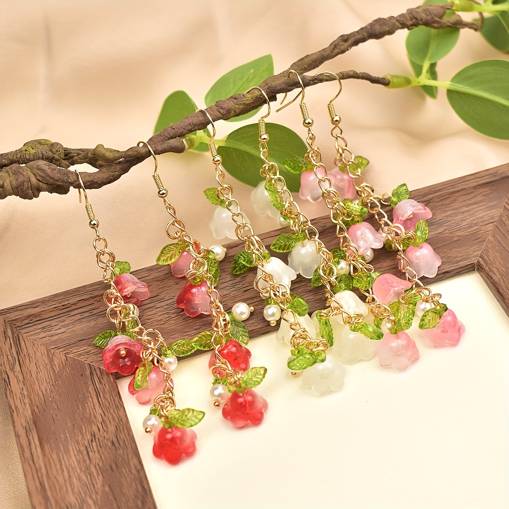 Women's Glass Wind Chime Flower Earrings